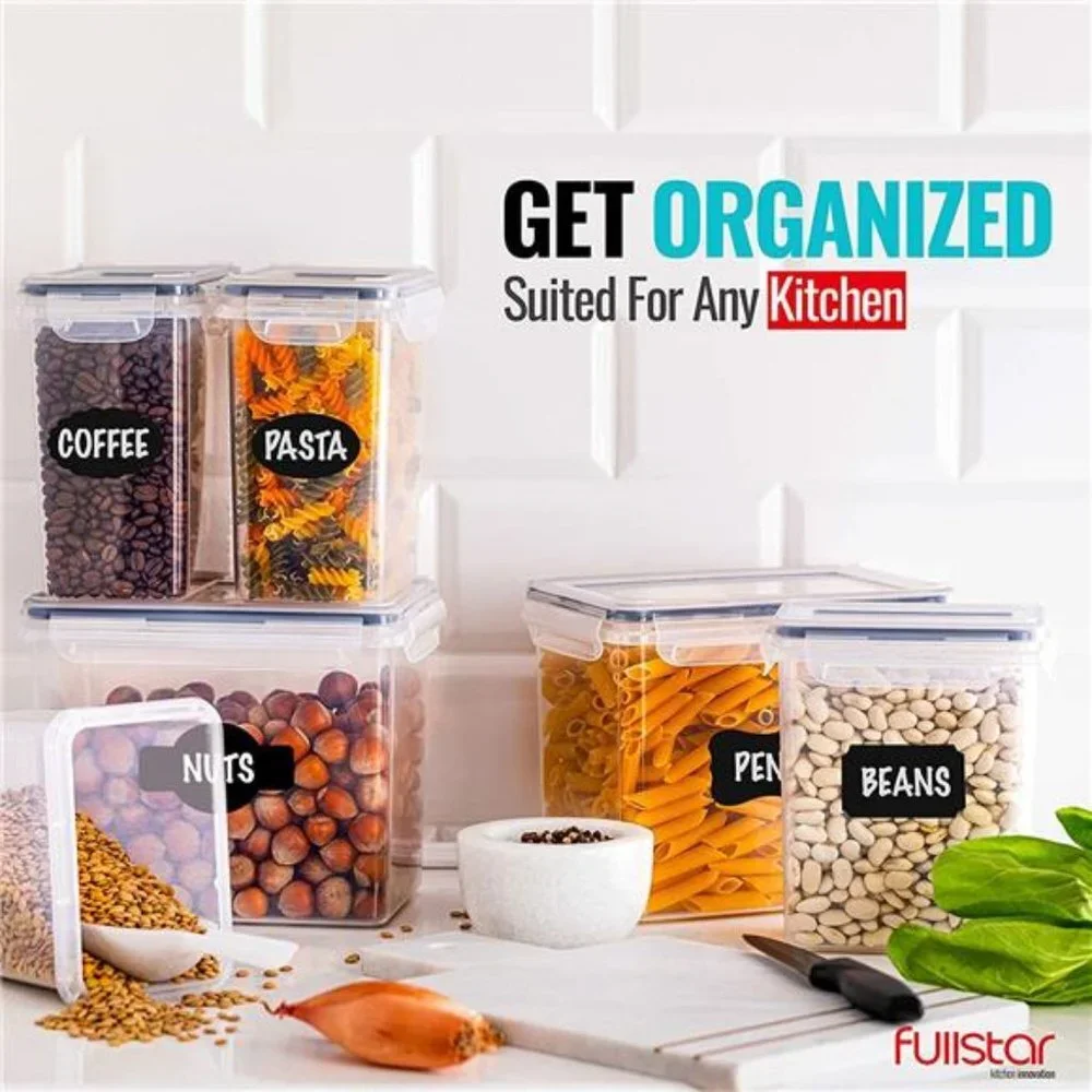 Food Storage Bins with Lids Airtight Includes Marker, Pen & Scoop (6 Pack)